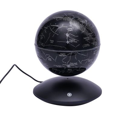 Floating Globe Lamp, 6" Magnetic Levitating Floating Globe 360 Rotating World Map Light with LED Light for Home Office Desk Decor, Creative Educational Gifts (Black, Flying Saucer Base)