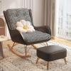 JKSVTF Upholstered Chair,Modern Rocking Chair,Upholstered Rocking Chairs with High Backrest and Armrests,Rocking Armchair for Living Room,Bedroom,Brown-One Size view 1