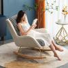 JKSVTF Upholstered Chair,Modern Rocking Chair,Upholstered Rocking Chairs with High Backrest and Armrests,Rocking Armchair for Living Room,Bedroom,Brown-One Size view 3