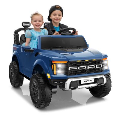 Segmart Licensed Ford F-150 Raptor 24V Ride on Toys for Boys & Girls, 2 Seater Kids Electric Car, Todder Ride on Car w/Remote Control, LED Lights, Bluetooth Music, Truck Bed Storage (Blue, 24V)