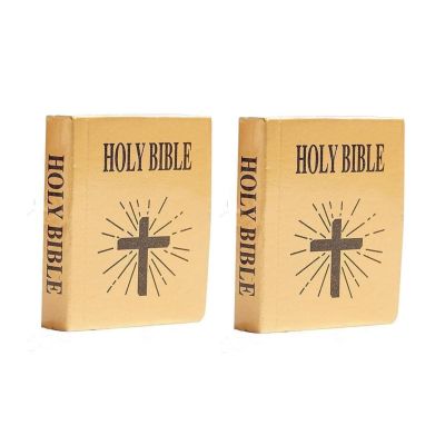 2Pcs Brown Mini Bible Pocket Book Dollhouse Miniature Book Bookshelf Bedroom Library Accessories, Dollhouse Furniture, Miniature Dollhouse Accessories, Dolls and Accessories(1/12)