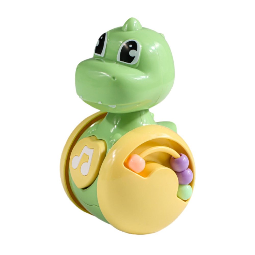 FytStycale Infant Crawling Toy,Dinosaur Wobble Toy, Time,Sensory Early Learning for Boys Girls, Green