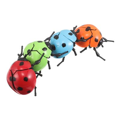 FRCOLOR 4pcs Wind Up Ladybug for Realistic Crawling Insect Clockwork Beetles Made of Plastic Safe Mechanical for Party Favors Educational Play and Outdoor Fun