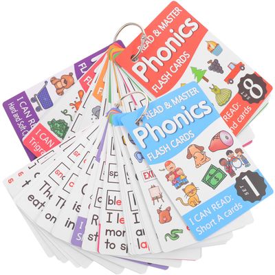 Alasum Phonics English Spelling Cards with Metal Rings for Learning Matching Letter Flashcards for Preschool Boys and Early Education
