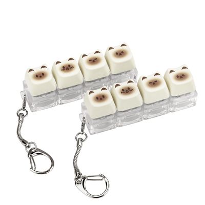 2 Pack Cute Cat Keyboard Fidget Toy Clicky, Creamy Stress Relief Fidget Clicker Keychain Quiet Fidget Toys for Adults, Boost Focus & Calm Anxiety at Work, Travel Ideal Stress