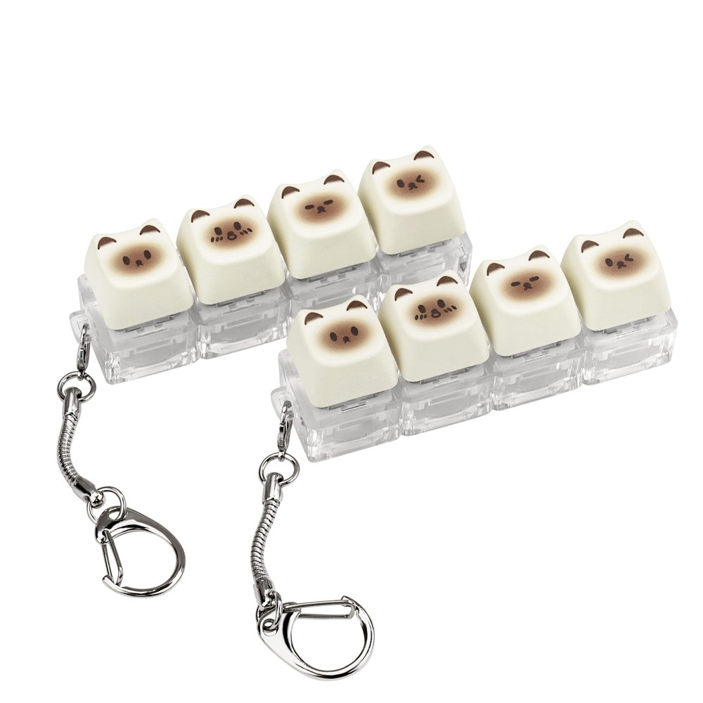 2 Pack Cute Cat Keyboard Fidget Toy Clicky, Creamy Stress Relief Fidget Clicker Keychain Quiet Fidget Toys for Adults, Boost Focus & Calm Anxiety at Work, Travel Ideal Stress