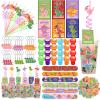 Jenaai 268 Pcs Valentines Day Gifts for Kids Dinosaur Valentines Day Cards 24 Pack Dinosaur Party Favors with Reusable Drinking Straws Cups Slap Bracelets Keychains Gift for School Prize Goodie Bag view 1