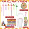 Jenaai 268 Pcs Valentines Day Gifts for Kids Dinosaur Valentines Day Cards 24 Pack Dinosaur Party Favors with Reusable Drinking Straws Cups Slap Bracelets Keychains Gift for School Prize Goodie Bag view 3