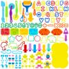iShyan 130 PCS Dough Tools Set for Kids Ages 3-8,Includes Letter Number,Animal Shape Cutters,Roller,Rolling Pins,Safety Scissors,Plastic Knife,Character Accessories,Dough Mat,Storage Bag view 1