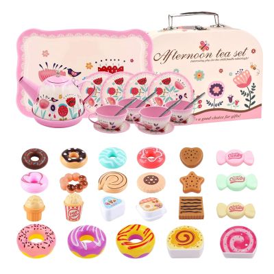 Tea Party Set Kitchen  Toys Carrying Case , Modern,, Play Food Toy Sets, Children Ages 3 6 Boys | Children Ages 3-6 Boys Home Nursery Preschool Birthday Family Gathering Portable Stylish