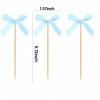 20Pcs Bow Cupcake Toppers-Bow Cake Bamboo Toothpicks for Cake Coquette Themed Birthday Decor Bowknot Ribbon Cupcake Topper for Graduation, Wedding, Mother's day, Anniversary Party Supplies(Blue) view 2
