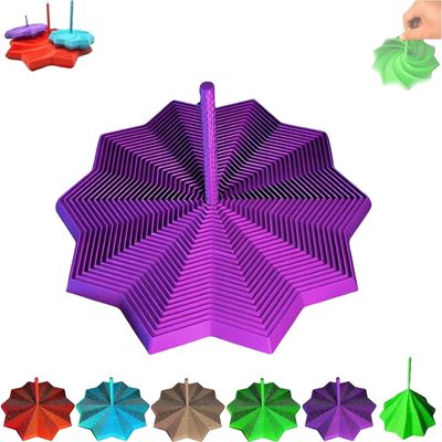 3D Printed Expanded Sensory Fidget Star, Fractal Fidget Hexagon with Handles, 3D Printed Hexagonal Magic Spiral Tower Puzzle Decompression Toy for Christmas, Birthday Gifts (Purple, 6.89in)