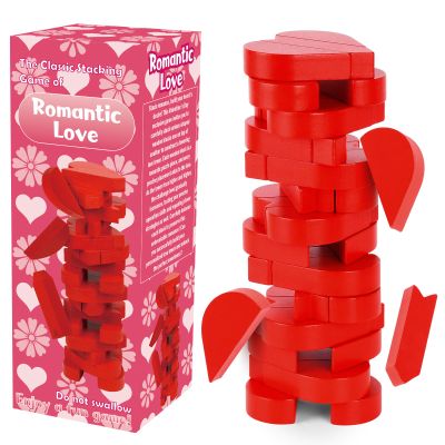 RXLWYUNLAE Valentine's Day Heart Stacking Game - Collapsible Tower for Intimate Date Nights, Love-Themed Parties & Sweet Decor, Suitable for Indoor/Outdoor Play