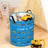 Personalized Construction Truck Laundry Basket, Custom Name Waterproof Polyester Foldable Hamper Christmas Gift for Kids view 2