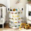 Personalized Construction Truck Laundry Basket, Custom Name Waterproof Polyester Foldable Hamper Christmas Gift for Kids view 4