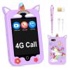 ele ELEOPTION 4G Smart Phone for Kids Toys with SIM Card, Touchscreen Toy Phone Interactive GPS Cell Phone for 3 4 5 6 7 8 9 10 Year Old Girls Boys Christmas Birthday Calling Smartphone Gifts Purple view 1