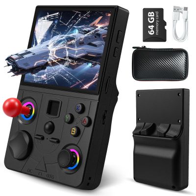 DC35V Retro Handheld Game Console, 3.5 Inch HD IPS Screen (Black)