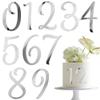10 Pcs Silver Number Cake Decor - Mirror Acrylic 0-9 Cake Toppers, Suitable for Wedding, Birthdays & Anniversary Party Supplies Cake Decoration view 1