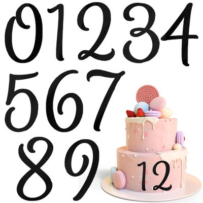 10 Pcs Black DIY Number 0-9 Cake Toppers - Mirror Acrylic Cake Decor for Baby Shower Wedding Birthday Anniversary Party Cake Decorations Supplies