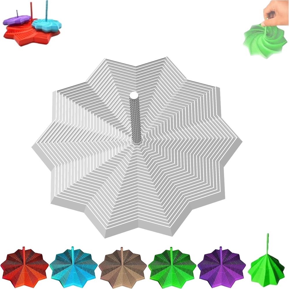 3D Printed Expanded Sensory Fidget Star, Fractal Fidget Hexagon with Handles, 3D Printed Hexagonal Magic Spiral Tower Puzzle Decompression Toy for Christmas, Birthday Gifts (White, 4.72in)