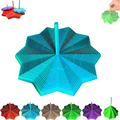 3D Printed Expanded Sensory Fidget Star, Fractal Fidget Hexagon with Handles, 3D Printed Hexagonal Magic Spiral Tower Puzzle Decompression Toy for Christmas, Birthday Gifts (Blue, 3.54in)