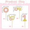 12 Pcs Pink Glitter Donut One Cupcake Decorations, Donut Theme 1st Birthday Cupcake Decor, Suitable for Baby Shower & Girl Birthday Party Cupcake Toppers Supplies view 4