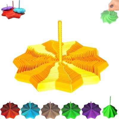 3D Printed Expanded Sensory Fidget Star, Fractal Fidget Hexagon with Handles, 3D Printed Hexagonal Magic Spiral Tower Puzzle Decompression Toy for Christmas, Birthday Gifts (Yellow, 3.54in)