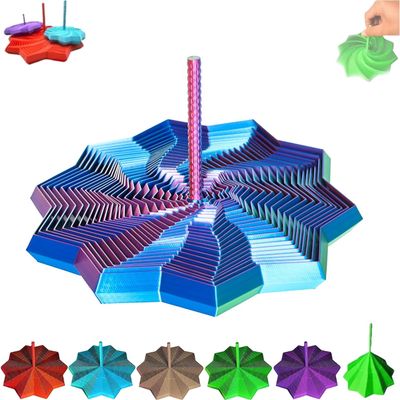 3D Printed Expanded Sensory Fidget Star, Fractal Fidget Hexagon with Handles, 3D Printed Hexagonal Magic Spiral Tower Puzzle Decompression Toy for Christmas, Birthday Gifts (Holographic, 4.72in)