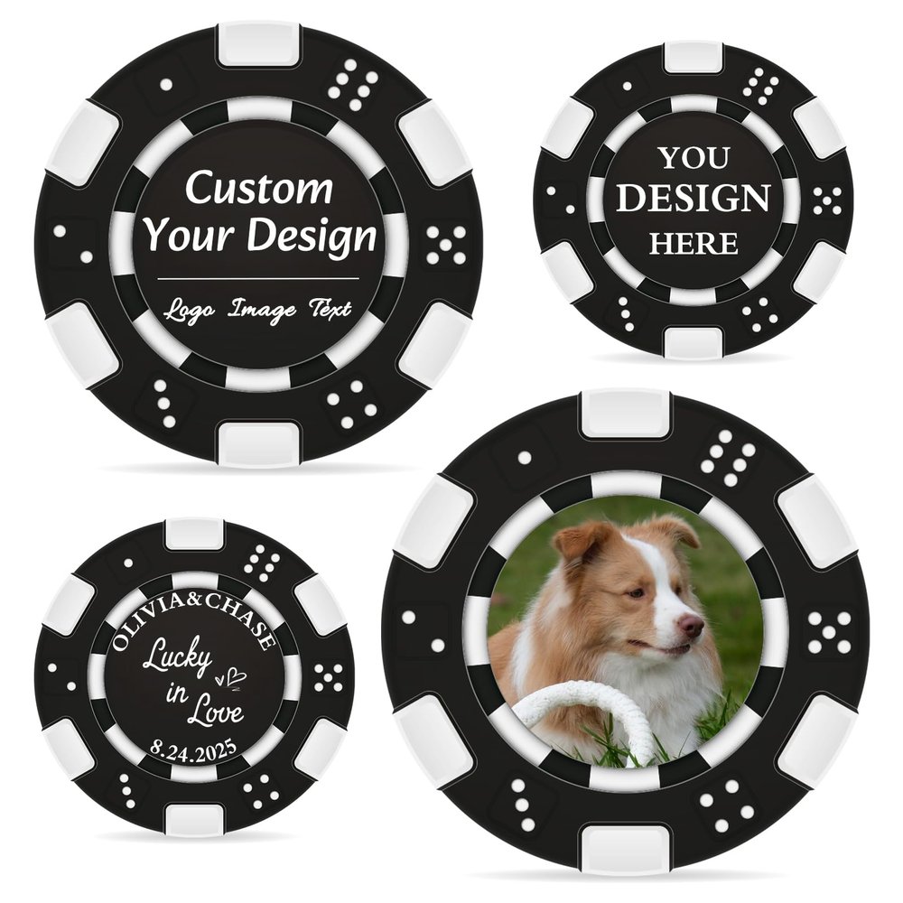 OASF&QPPTY Custom Poker Chips with Logo - 12 Gram Clay Composite - 13 Color Options - Personalized Set of 25 to 1000 Chips for Casino Night, Poker Games, Home Party & Golf Gifts