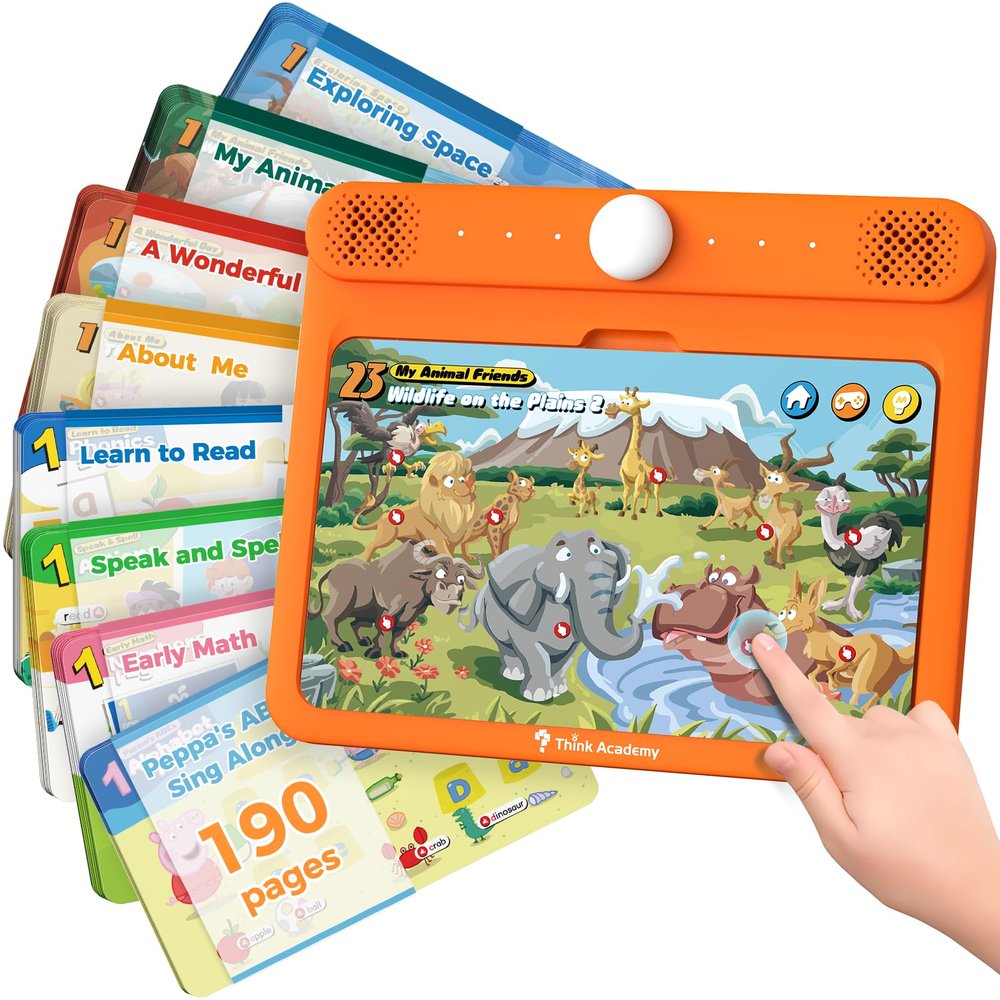 Think Academy Kids Learning Pad Bundle (Level 1+Level 3) for Toddlers 3+, Interactive Tablet with 190 Sound Pages & Card-Insert, Learning Toys for 3 4 5 6 Year Old Boys Girls, Autism Sensory Toys