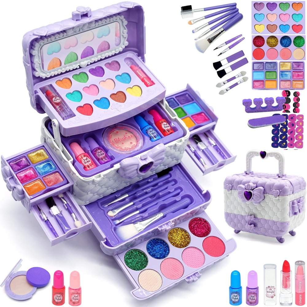 Kids Makeup Sets for Girls - Kids Makeup Kit Girls Toys, Maquillaje para Nias,Best Toys for Little Girl,Play Make Up Kit, Princess Toddler Kid Stuff Ages4-12 Year Old Girl Birthday Gifts