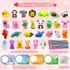 28 Pack Valentine's Day Gifts for Kids, Valentine Erasers for Kids Classroom School, Happy Valentine Cards with Animals Puzzle Erasers & Bendy Pencils, Party Exchange Favors Gifts for Boys Girls view 2