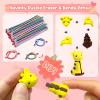 28 Pack Valentine's Day Gifts for Kids, Valentine Erasers for Kids Classroom School, Happy Valentine Cards with Animals Puzzle Erasers & Bendy Pencils, Party Exchange Favors Gifts for Boys Girls view 4