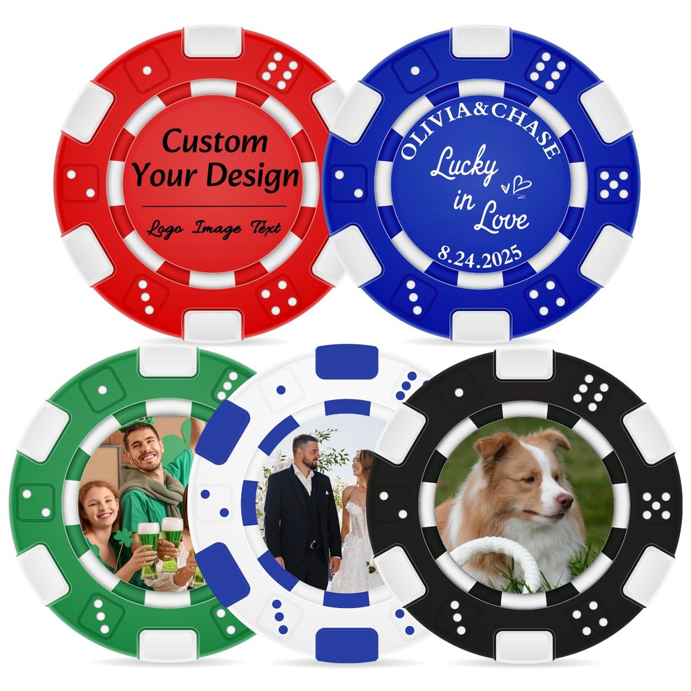 OASF&QPPTY Custom Poker Chips with Logo - 12 Gram Clay Composite - 13 Color Options - Personalized Set of 25 to 1000 Chips for Casino Night, Poker Games, Home Party & Golf Gifts