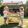 Vigorange Wooden Mud Kitchen, Outdoor Play Kitchen with Sink, Blackboard, Storage Shelves and Kitchen Accessories, Fir Wood Pretend Kitchen for Boys and Girls view 2