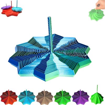 3D Printed Expanded Sensory Fidget Star, Fractal Fidget Hexagon with Handles, 3D Printed Hexagonal Magic Spiral Tower Puzzle Decompression Toy for Christmas, Birthday Gifts (Blue&Green, 4.72in)