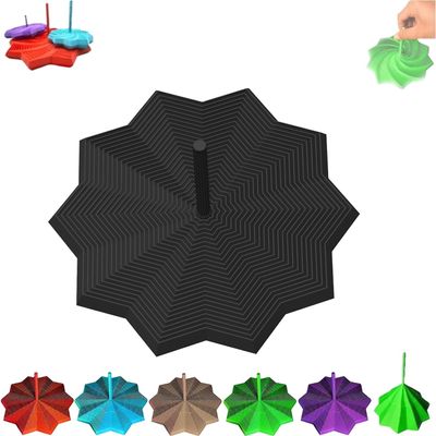 3D Printed Expanded Sensory Fidget Star, Fractal Fidget Hexagon with Handles, 3D Printed Hexagonal Magic Spiral Tower Puzzle Decompression Toy for Christmas, Birthday Gifts (Black, 6.89in)