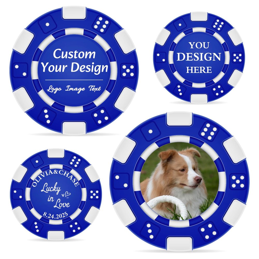 OASF&QPPTY Custom Poker Chips with Logo - 12 Gram Clay Composite - 13 Color Options - Personalized Set of 25 to 1000 Chips for Casino Night, Poker Games, Home Party & Golf Gifts