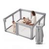 Baby Playpen Portable, Pre-Assembled Play Pen 59x59 Large Foldable Playpen for Babies and Toddlers, Sturdy and Safe Toddler Play Yard Indoor Outdoor with Carry Bag,Grey view 1