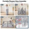 Baby Playpen Portable, Pre-Assembled Play Pen 59x59 Large Foldable Playpen for Babies and Toddlers, Sturdy and Safe Toddler Play Yard Indoor Outdoor with Carry Bag,Grey view 2