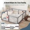Baby Playpen Portable, Pre-Assembled Play Pen 59x59 Large Foldable Playpen for Babies and Toddlers, Sturdy and Safe Toddler Play Yard Indoor Outdoor with Carry Bag,Grey view 3