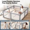 Baby Playpen Portable, Pre-Assembled Play Pen 59x59 Large Foldable Playpen for Babies and Toddlers, Sturdy and Safe Toddler Play Yard Indoor Outdoor with Carry Bag,Grey view 4