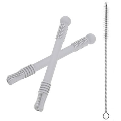 Beaupretty 2pcs Silicone Straw Shape Teether for Soft Hollow Molar Rods Chewing for Gum Relief Portable Lightweight Teething with Wear-Resistant Design