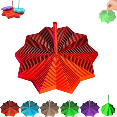 3D Printed Expanded Sensory Fidget Star, Fractal Fidget Hexagon with Handles, 3D Printed Hexagonal Magic Spiral Tower Puzzle Decompression Toy for Christmas, Birthday Gifts (Red, 3.54in)