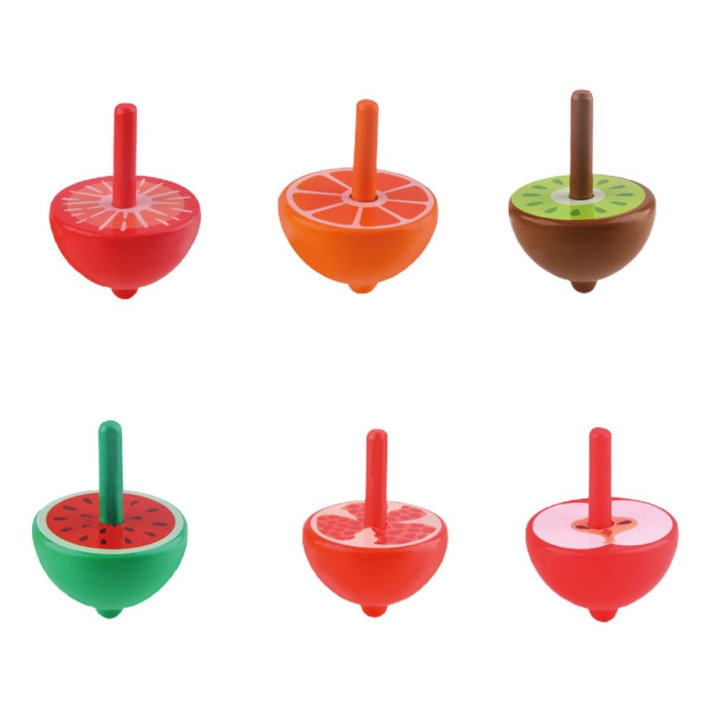 Kisangel 6pcs Wooden Gyro for Creative Spinning Tops Safe Handheld Plaything for Boys and Childhood