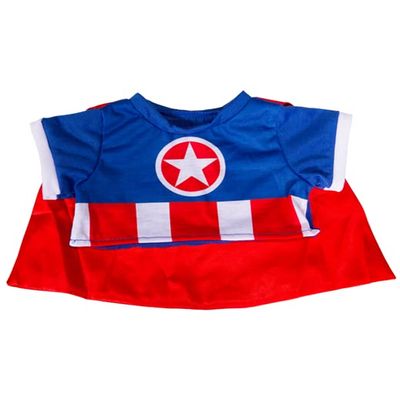 A Bear-ican Hero T-Shirt with Cape for 610 Inch Stuffed Animals Plush Toy Clothing Outfit Dress Up Costume Soft Fabric Teddy Bear Doll Gift for Kids and Toddlers