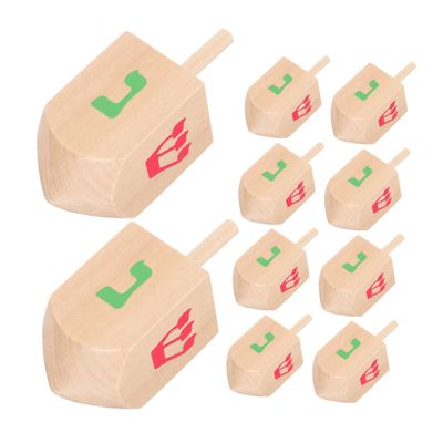 SOPOTUTU 10 Pcs Wooden Gyro for Smooth Stable Spinning Tops Handcrafted Wood Dreidels for Hanukkah Educational for Boys and Safe Robust Material and Indoor Outdoor Play