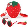 Halfchet 3 Pcs Strawberry Purse for Girls Strawberry Accessories Set Included Fruit Shaped with Rivets Sunglasses Hair Clip Birthday Gifts for Women Stuffs Fruit Accessories(Red) view 1