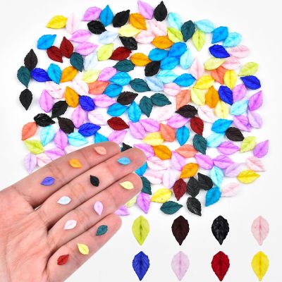 100 Pieces Colorful Tiny Leaves for Craft Dollhouse Miniatures Soft Resin Leaves for Fairy Garden Micro Landscaping Decoration