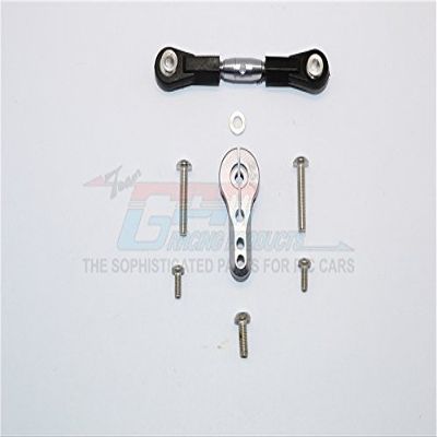 Aluminum Adjustable Servo Rod & 25T Servo Horn for 1/8 Thunder Tiger Truck K-Rock MT4-G5 Brushless Upgrades - Gray Silver